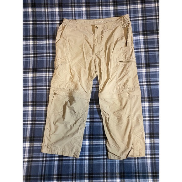 Columbia Other - Columbia Mens Convertible Hiking Cargo Pants‎ Tan Beige Zip Off Shorts 34x25